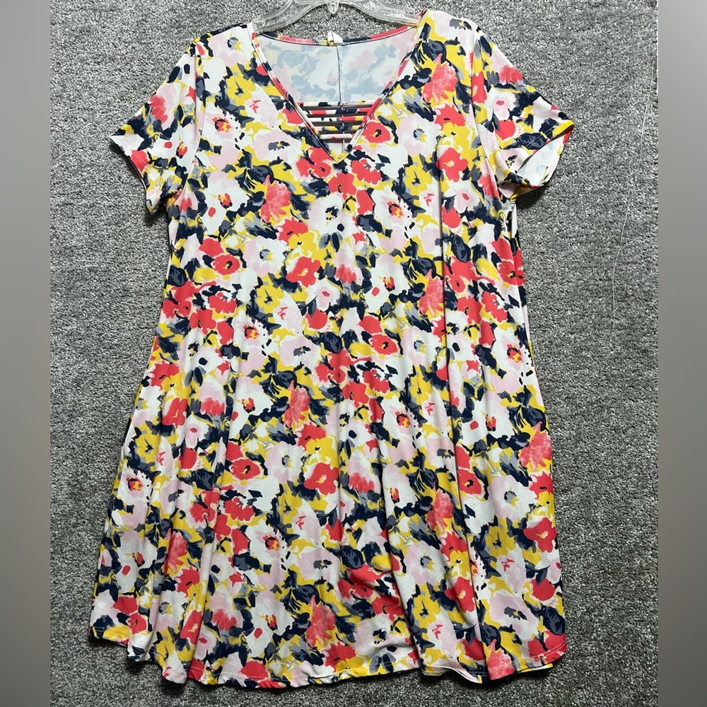 Pink Blush Woman’s Floral mini Dress Swing Multicolor Above Knee Size XL